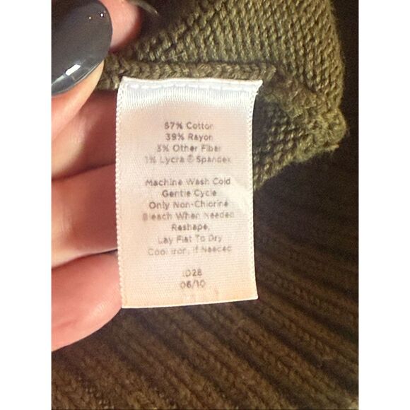 Talbots Olive Green Wide Mock Neck 3/4 Sleeve Sweater sz S - Picture 7 of 7